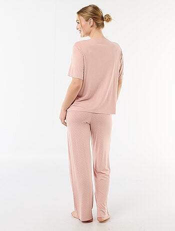 Pijama largo estampado de lunares - 2 piezas