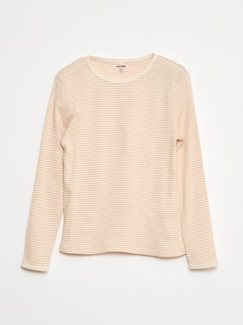 Pijama largo estampado de rayas - 2 piezas - Kiabi