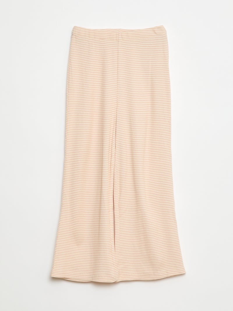 Pijama largo estampado de rayas - 2 piezas Beige - Kiabi