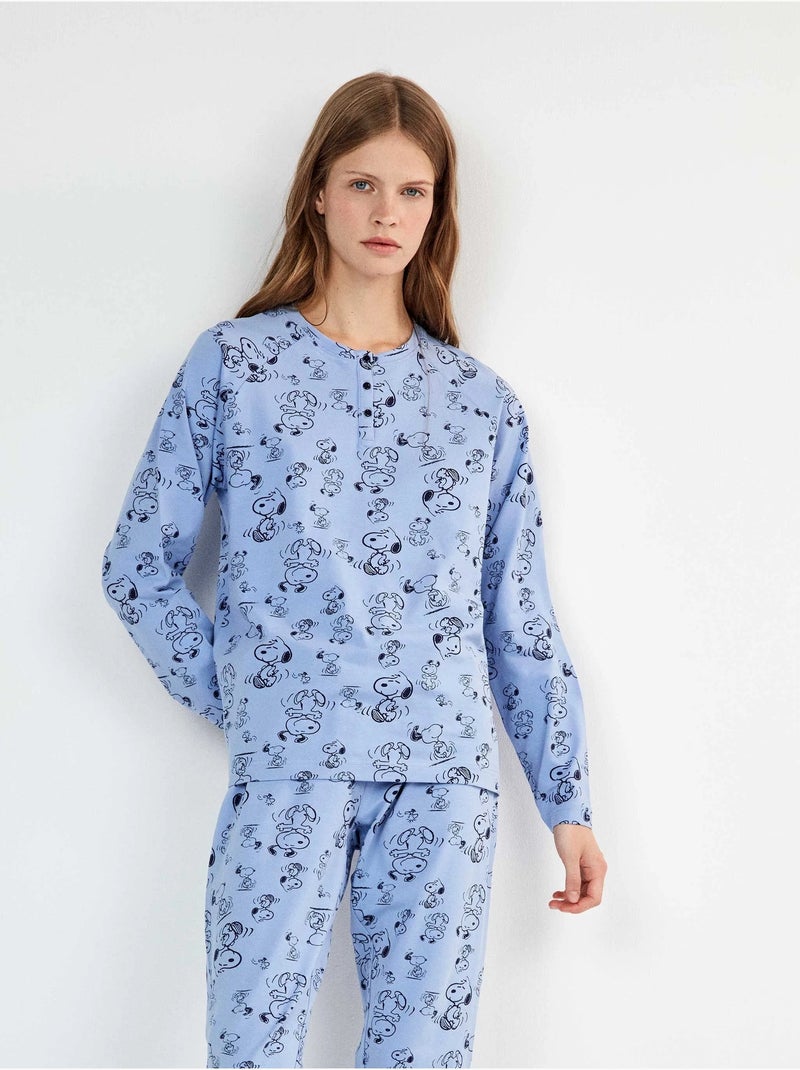 Pijama largo estampado de snoopy Multicolor - Kiabi