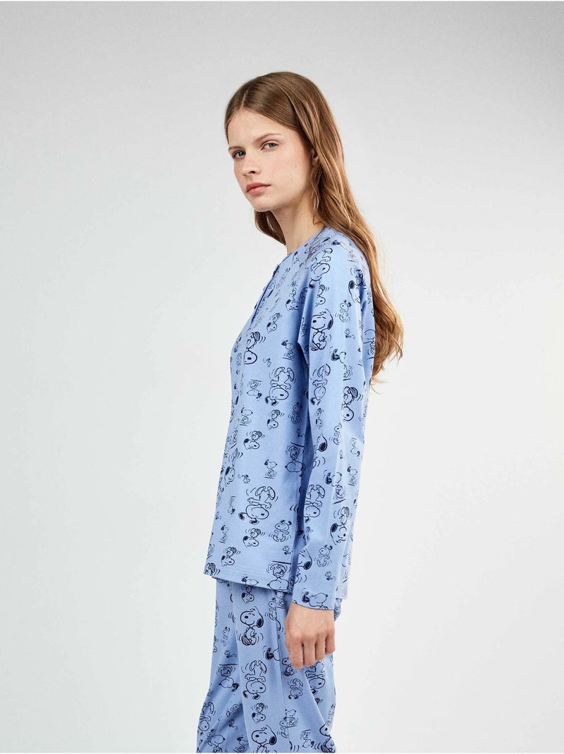 Pijama largo estampado de snoopy Multicolor - Kiabi