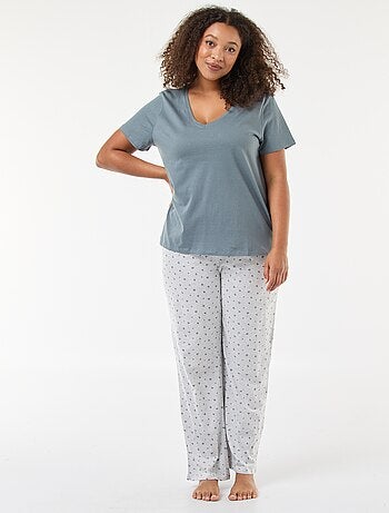 Pijama largo estampado leopardo - 2 piezas