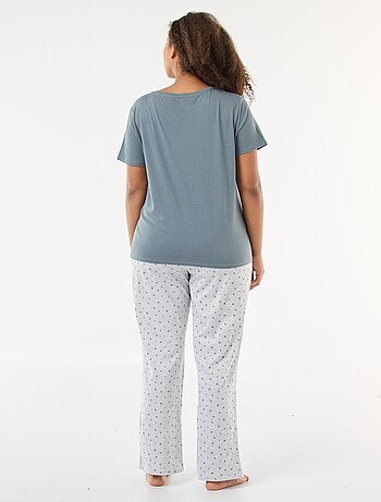 Pijama largo estampado leopardo - 2 piezas