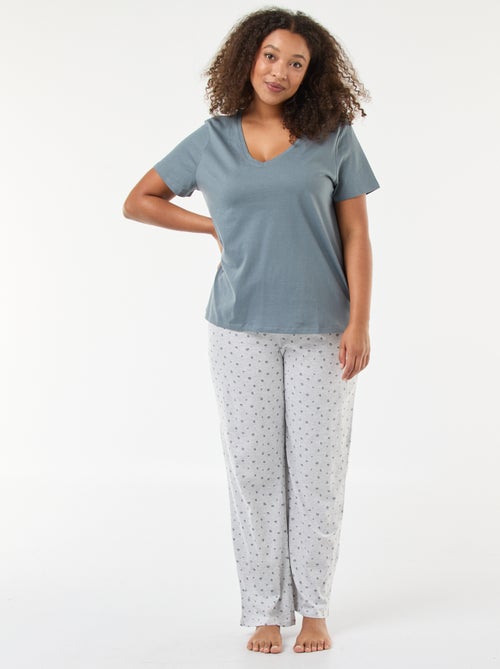 Pijama largo estampado floral - 2 piezas - Kiabi Pijama largo estampado floral - 2 piezas - Kiabi