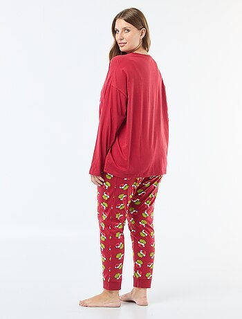 Pijama largo estampado 'Grinch' - 2 piezas