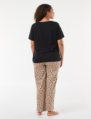 Pijama largo estampado leopardo - 2 piezas