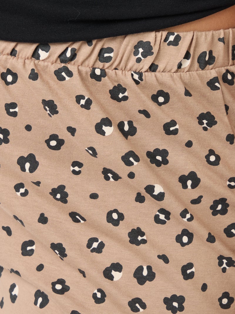 Pijama largo estampado leopardo - 2 piezas Beige - Kiabi