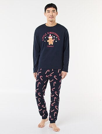 Pijama largo estampado navideño - 2 piezas