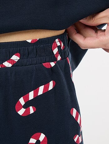 Pijama largo estampado navideño - 2 piezas