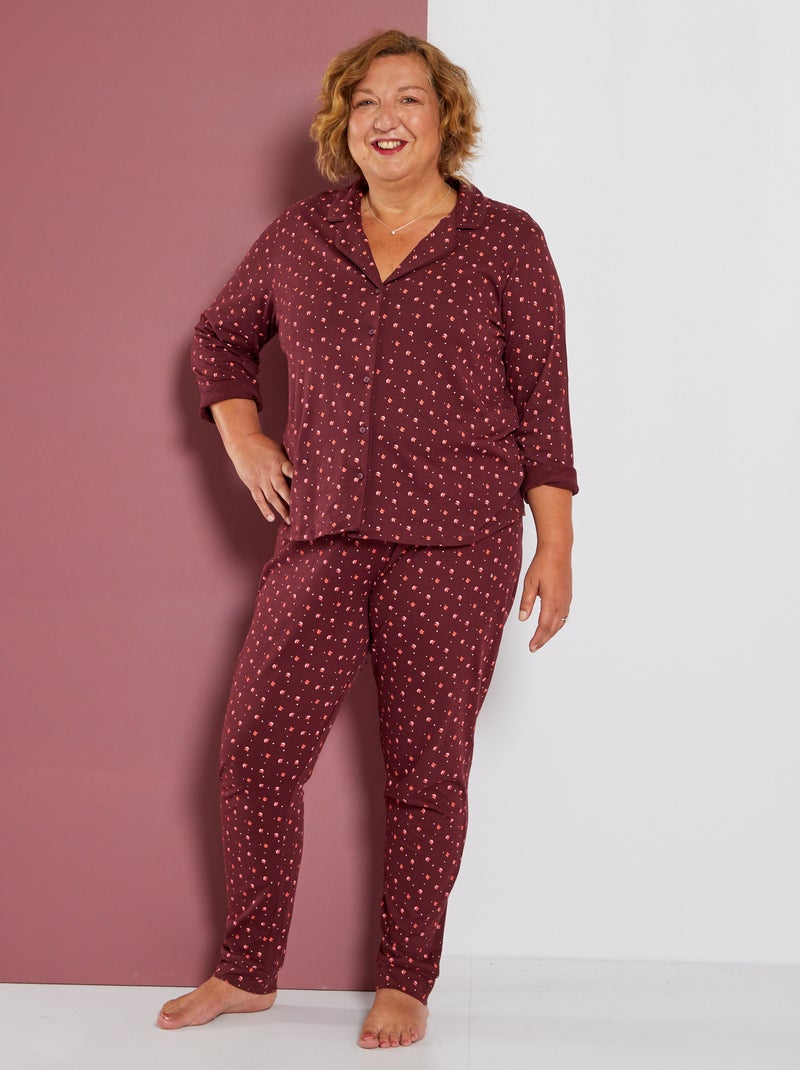 Pijama largo estampado 'Octubre Rosa' MARRON - Kiabi