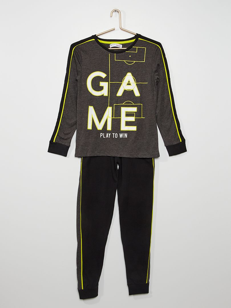 Pijama largo 'Game' negro - Kiabi