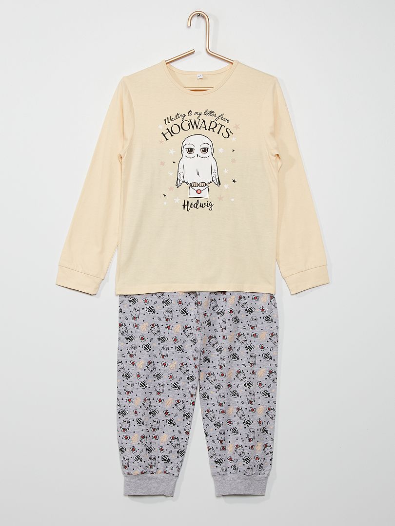 Pijama largo beige/gris - Kiabi -