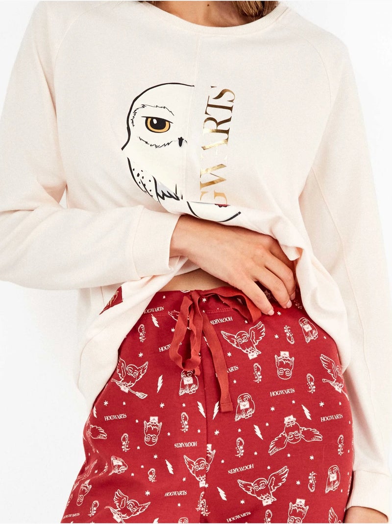 Pijama largo harry potter en tejido punto con algodón Negro Rosa claro - Kiabi