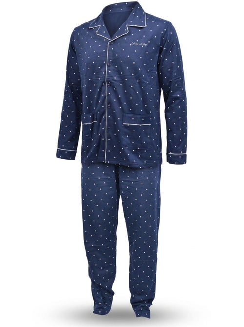 Pijama Largo Hombre Botones Cuello Camisa Suave OZABI - Kiabi Pijama Largo Hombre Botones Cuello Camisa Suave OZABI - Kiabi