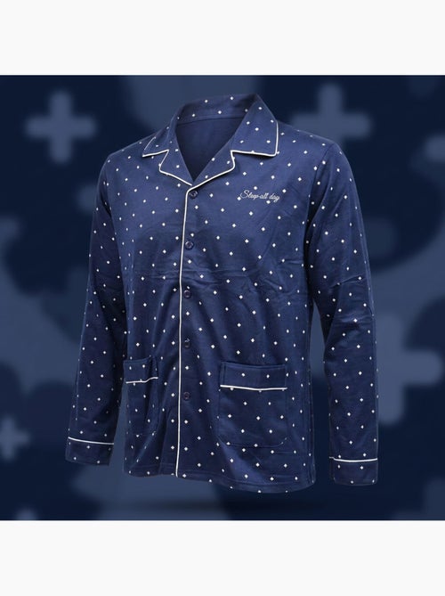 Pijama Largo Hombre Botones Cuello Camisa Suave OZABI - Kiabi Pijama Largo Hombre Botones Cuello Camisa Suave OZABI - Kiabi