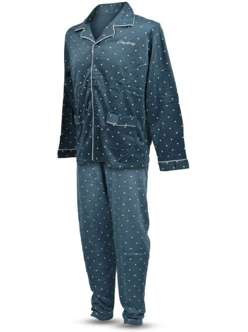 Pijama Largo Hombre Botones Cuello Camisa Suave OZABI - Kiabi Pijama Largo Hombre Botones Cuello Camisa Suave OZABI - Kiabi