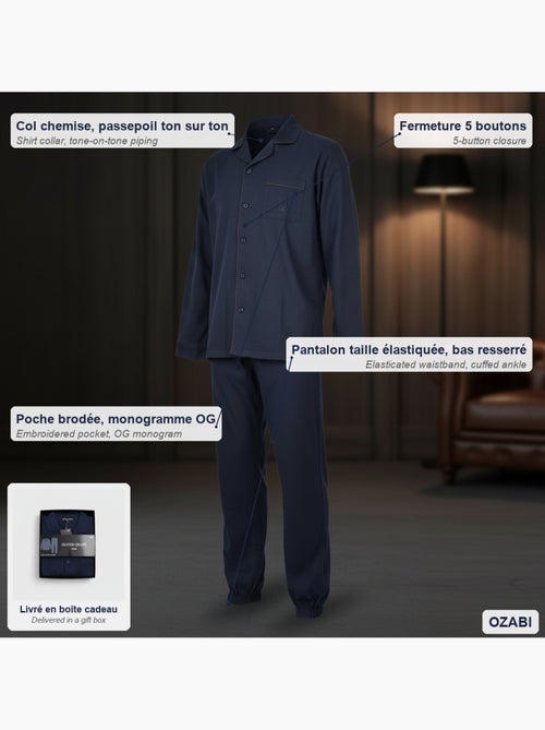 Pijama Largo Hombre Botones OLIVER GRANT PARIS Algodón - Kiabi Pijama Largo Hombre Botones OLIVER GRANT PARIS Algodón - Kiabi