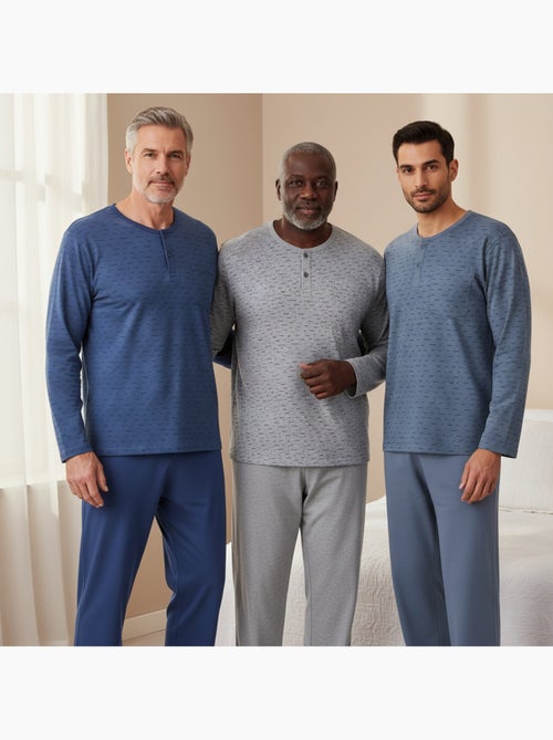Pijama largo hombre ozabi pack de 3, cuello abotonado estampado - Kiabi
