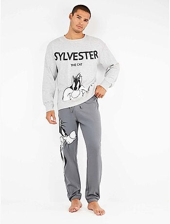 Pijama largo hombre Sylvester en punto de algodón