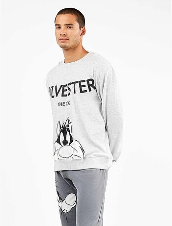Pijama largo hombre Sylvester en punto de algodón