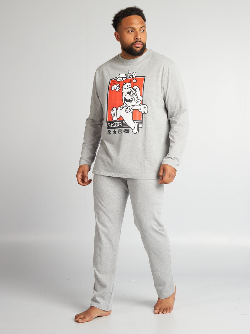 Pijama largo 'Mario' - camiseta - short - 2 piezas GRIS - Kiabi