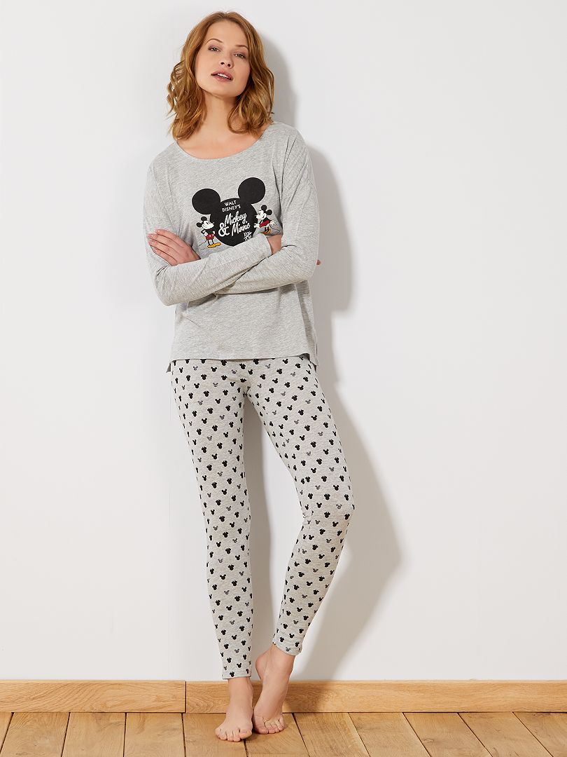 Pijama largo 'Mickey & Minnie' gris - Kiabi
