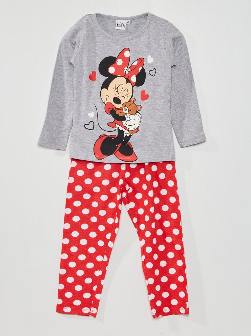 Pijama largo 'Minnie' 'Disney' - 2 piezas gris/rojo - Kiabi