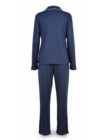 Pijama Largo Mujer Cuello Camisa Pasamanería Blanco INFINITIF PARIS