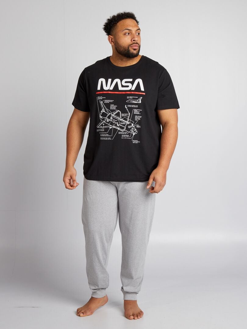 Pijama largo 'NASA' camiseta + pantalón - 2 piezas NEGRO - Kiabi