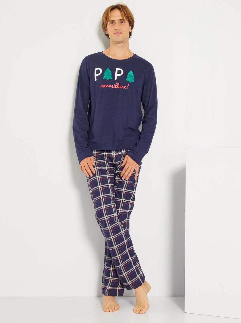 Pijama largo 'Navidad' - 2 piezas azul marino - Kiabi