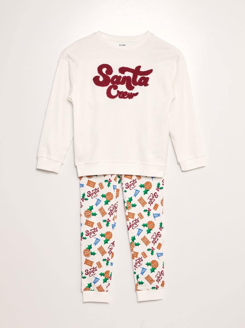 Pijama largo 'Navidad' camiseta + pantalón - 2 piezas BLANCO - Kiabi