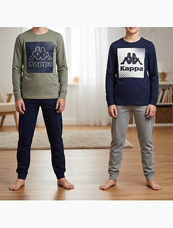 Pijama largo niño pack de 2 algodón logo KAPPA cuello redondo manga larga