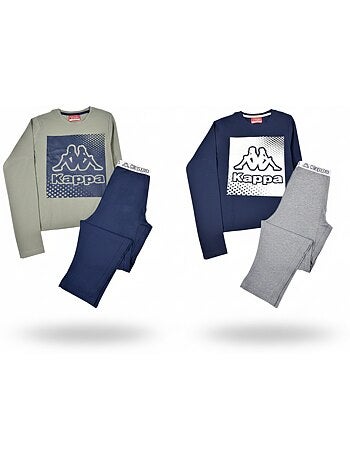 Pijama largo niño pack de 2 algodón logo KAPPA cuello redondo manga larga
