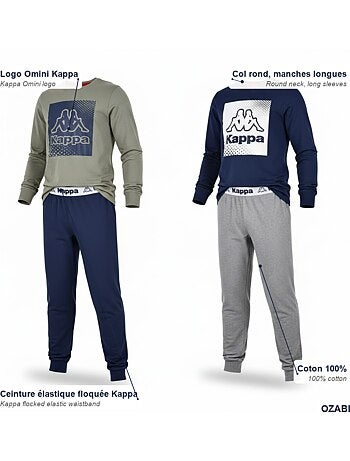 Pijama largo niño pack de 2 algodón logo KAPPA cuello redondo manga larga