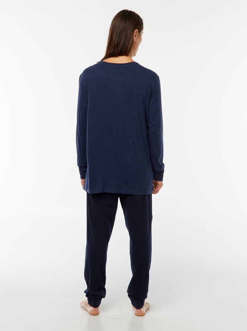 Pijama largo pantalón + camiseta - 2 piezas Azul - Kiabi