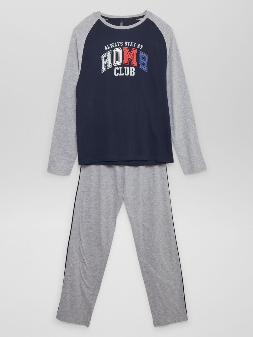 Pijama largo pantalón + camiseta  - 2 piezas GRIS - Kiabi
