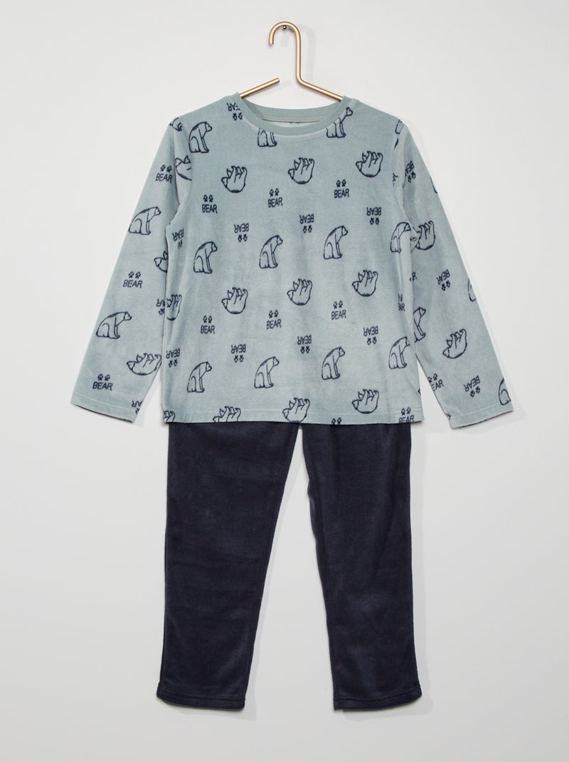 Pijama largo polar AZUL - Kiabi