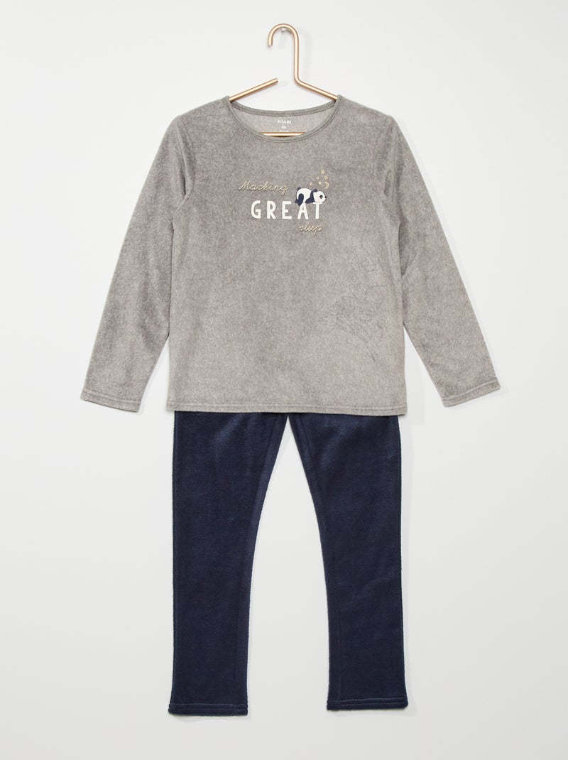 Pijama largo polar GRIS - Kiabi