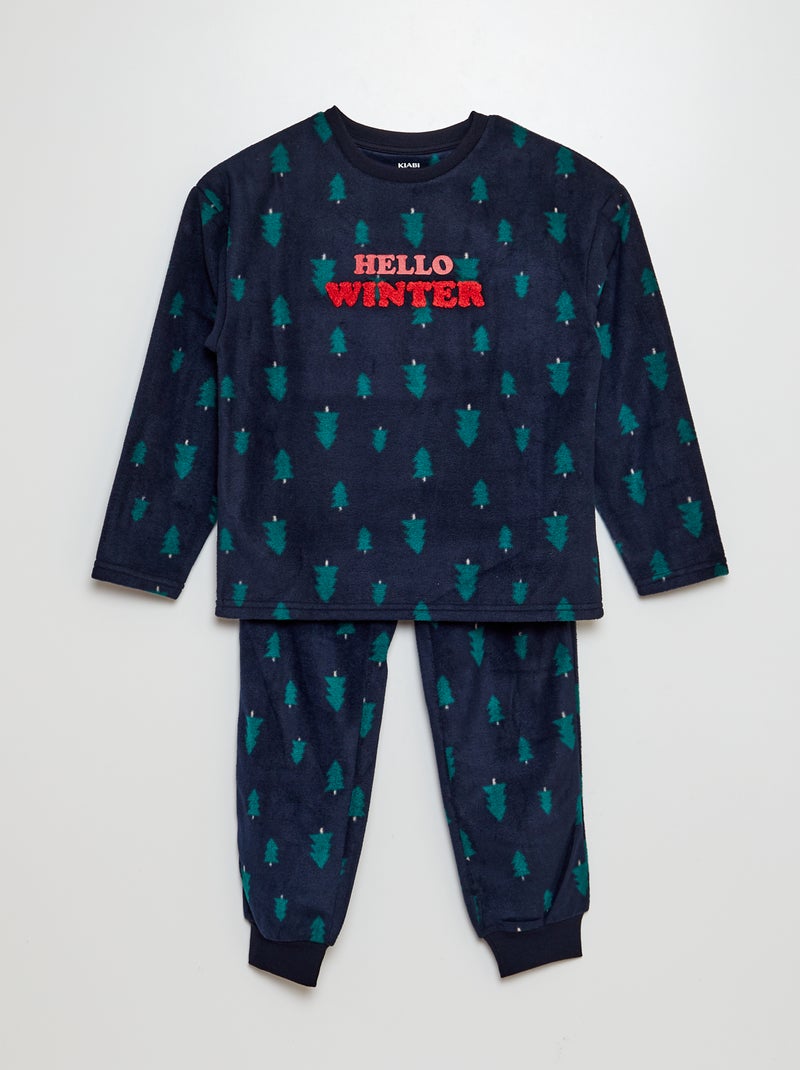 Pijama largo polar 'Navidad' - 2 bolsillos AZUL - Kiabi