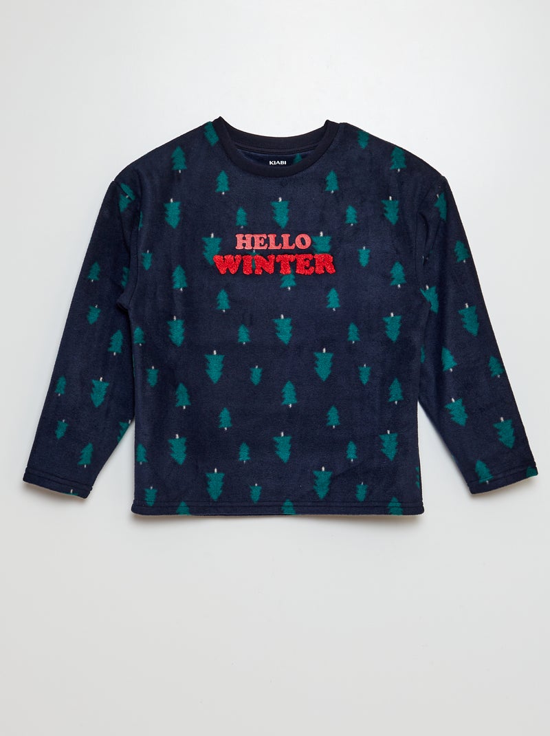 Pijama largo polar 'Navidad' - 2 bolsillos AZUL - Kiabi