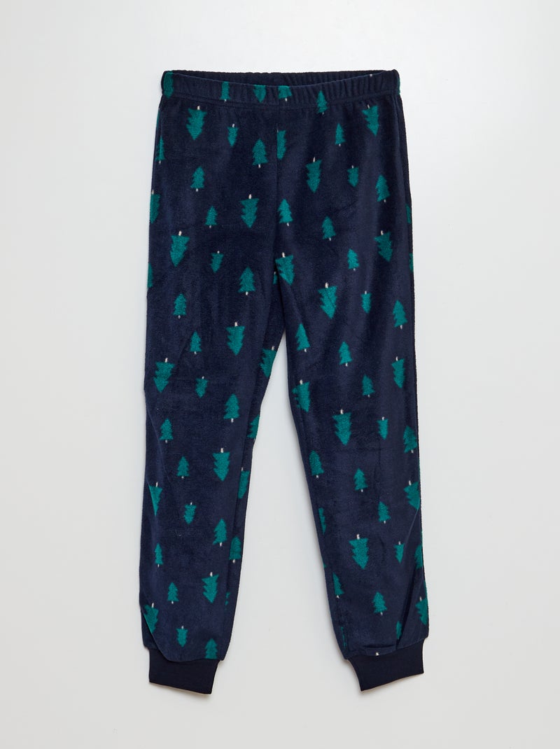 Pijama largo polar 'Navidad' - 2 bolsillos AZUL - Kiabi