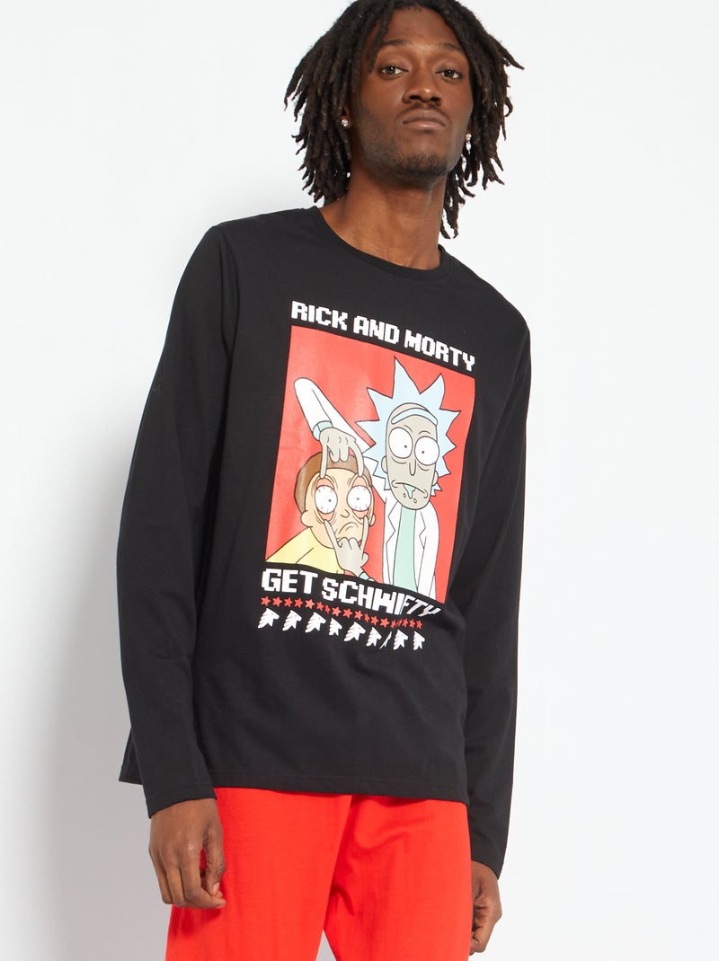 Pijama largo 'Rick y Morty' de punto - 2 piezas negro/rojo - Kiabi