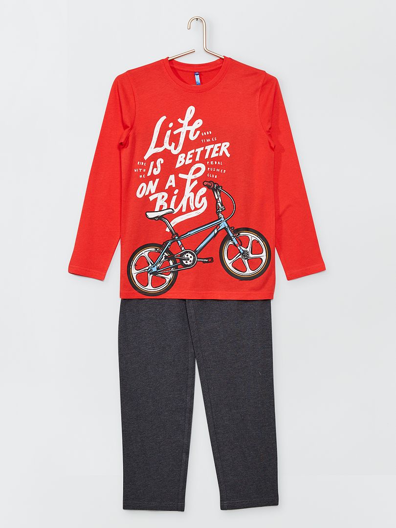 Pijama largo 'rider' rojo/gris - Kiabi