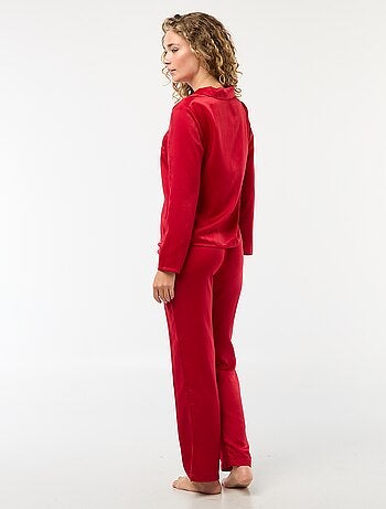 Pijama largo satinado camisa + pantalón - 2 piezas