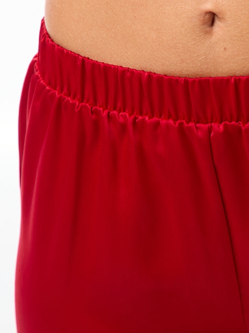 Pijama largo satinado camisa + pantalón - 2 piezas - Kiabi