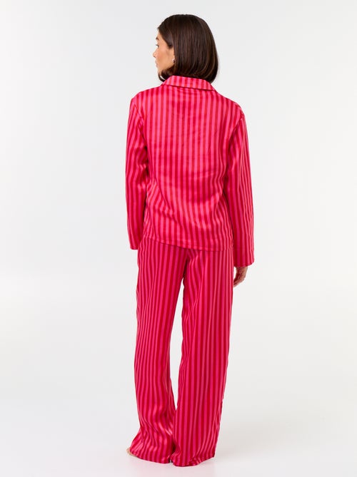 Pijama largo satinado camisa + pantalón - 2 piezas - Kiabi Pijama largo satinado camisa + pantalón - 2 piezas - Kiabi