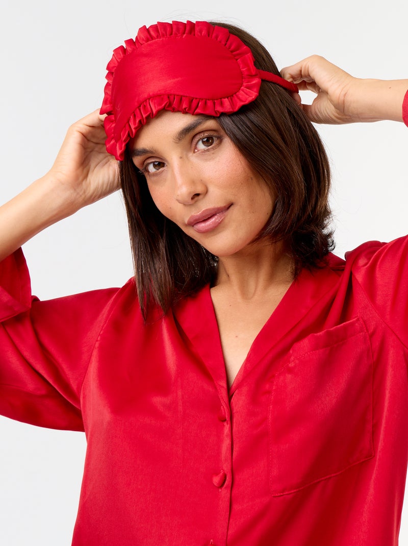 Pijama largo satinado camisa + pantalón - 2 piezas Rojo - Kiabi