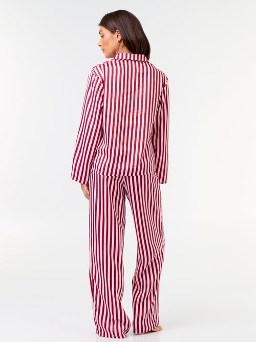 Pijama largo satinado camisa + pantalón - 2 piezas - Kiabi Pijama largo satinado camisa + pantalón - 2 piezas - Kiabi