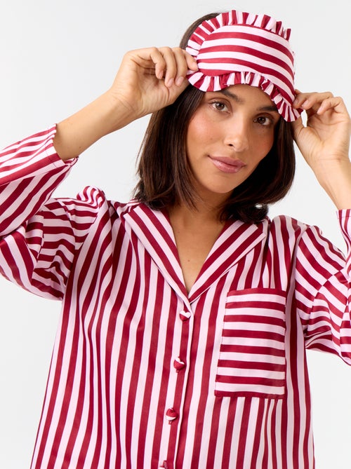 Pijama largo satinado camisa + pantalón - 2 piezas - Kiabi Pijama largo satinado camisa + pantalón - 2 piezas - Kiabi