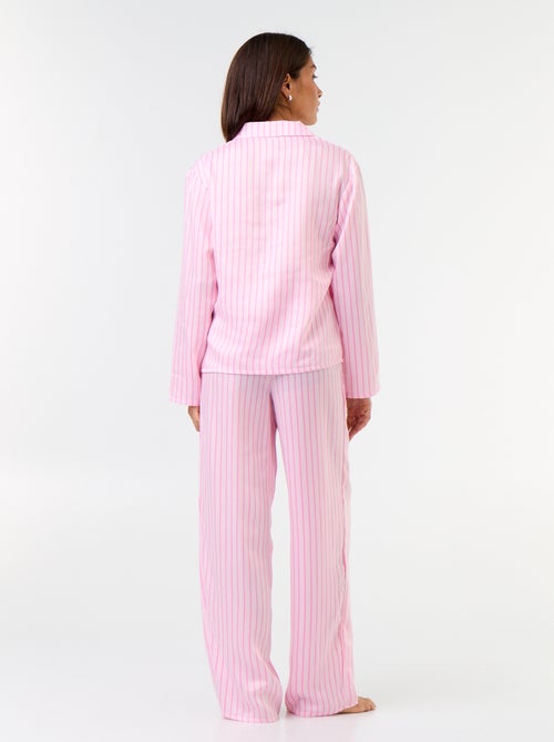 Pijama largo satinado camisa + pantalón - 2 piezas - Kiabi Pijama largo satinado camisa + pantalón - 2 piezas - Kiabi